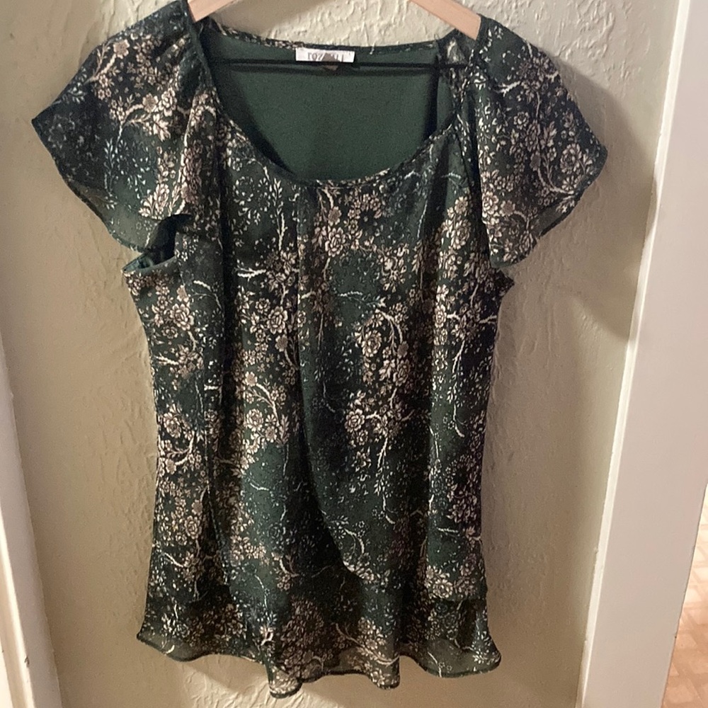 Green Ruffled Embellished Blouse